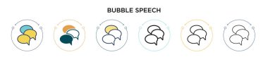 Kabarcık konuşma ikonu dolu, ince çizgi, özet ve vuruş stili. Mobil, ui, web için iki renkli ve siyah balon konuşma vektör ikonu tasarımı vektör illüstrasyonu kullanılabilir