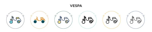 Icono Vespa Línea Llena Delgada Contorno Estilo Trazo Ilustración Vectorial — Vector de stock