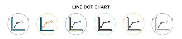 Ícone Gráfico Ponto Linha Cheio Linha Fina Contorno Estilo Curso —  Vetores de Stock