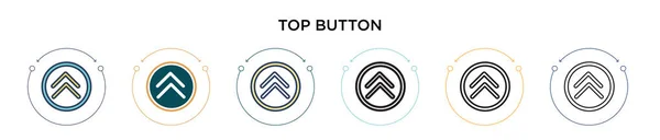 Icono Botón Superior Línea Llena Delgada Contorno Estilo Trazo Ilustración — Vector de stock