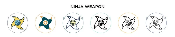 Icono Arma Ninja Línea Llena Delgada Contorno Estilo Trazo Ilustración — Vector de stock