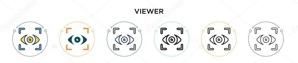Viewer icon in filled, thin line, outline and stroke style. Vector illustration of two colored and black viewer vector icons designs can be used for mobile, ui, web