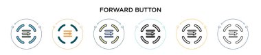 İleri düğme simgesi doldurulmuş, ince çizgi, özet ve vuruş stili. Mobil, ui, web için iki renkli ve siyah forvet vektör simgesi çizimi kullanılabilir