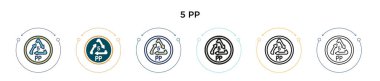 5 pp simgesi doldurulmuş, ince çizgi, özet ve vuruş tarzı. Mobil, ui, web için iki renkli ve siyah 5 pp vektör ikonu tasarımı vektör illüstrasyonu kullanılabilir