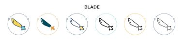 Bıçak ikonu dolu, ince çizgi, ana hatlar ve vuruş stili. Mobil, ui, web için iki renkli ve siyah bıçak vektör ikonu tasarımı vektör illüstrasyonu kullanılabilir