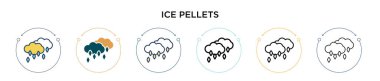 Buz parçacıkları ikonu doldurulmuş, ince çizgi, ana hatlar ve vuruş stili. Mobil, ui, web için iki renkli ve siyah buz saçağı vektör ikonu tasarımı vektör illüstrasyonu kullanılabilir