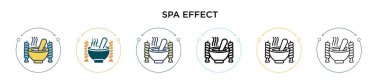 Spa etkisi simgesi doldurulmuş, ince çizgi, özet ve vuruş stili. Mobil, ui, web için iki renkli ve siyah spa etkisi vektör ikonu tasarımının vektör illüstrasyonu kullanılabilir