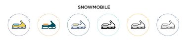 Kar aracı simgesi dolu, ince çizgi, özet ve vuruş stili. Mobil, ui, web için iki renkli ve siyah kar mobil vektör ikonu tasarımı vektör illüstrasyonu kullanılabilir