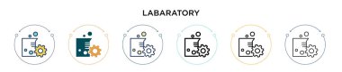 Laboratuvar simgesi dolu, ince çizgi, özet ve vuruş stili. Mobil, ui, web için iki renkli ve siyah labaratuar vektör ikonu tasarımı vektör illüstrasyonu kullanılabilir