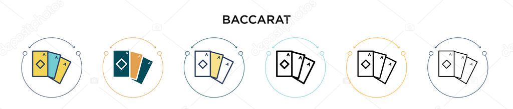 Baccarat icon in filled, thin line, outline and stroke style. Vector illustration of two colored and black baccarat vector icons designs can be used for mobile, ui, web