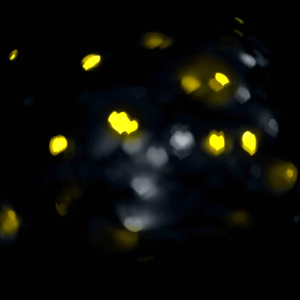 Φώτα σε σχήμα καρδιάς στο μαύρο φόντο στο μοντέρνο φωτίζοντας κίτρινο και απόλυτο γκρι χρώματα του έτους. — Φωτογραφία Αρχείου