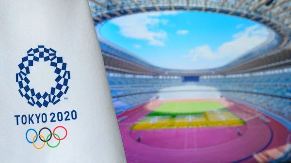 Tokyo Japan July 2021 Stadionul Olimpic Din Tokyo Logo Jocului — Fotografie, imagine de stoc