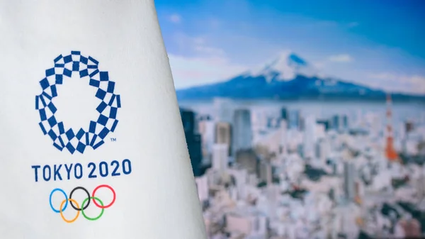 Tokyo Japan July Tahun 2021 Stadion Olimpiade Tokyo Logo Olimpiade — Stok Foto