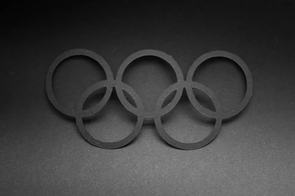 Tokyo Japan July 2021 Logo Olimpic Fundal Gri Tapet Pentru — Fotografie, imagine de stoc