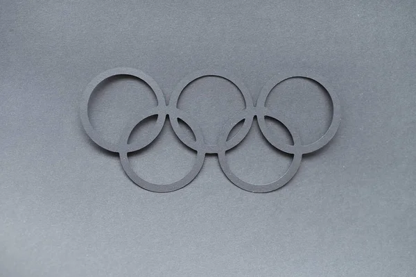 Токио Япония Джули 419 2021 Олимпийский Логотип Сером Фоне Обои — стоковое фото