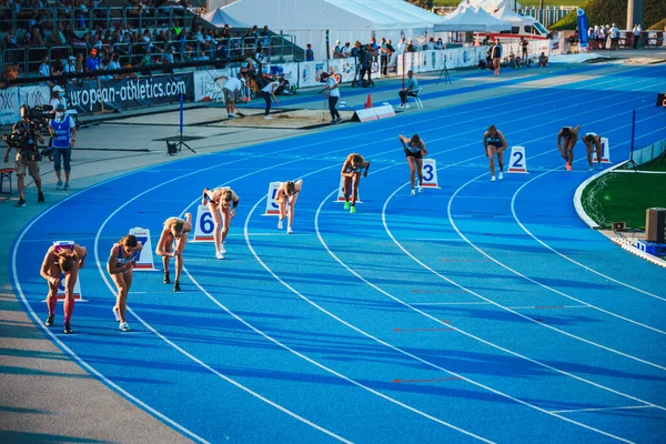 Samorin Eslovenia June 2021 Pista Campo Corrida Profissional Atleta Feminina — Fotografia de Stock