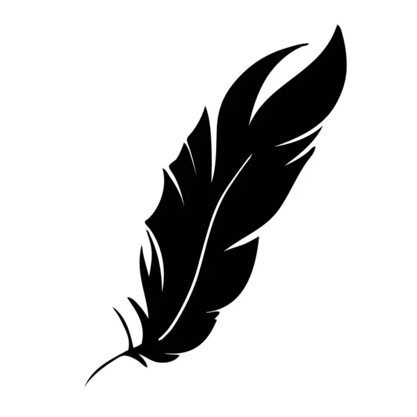 Pluma de pájaros. Silueta de pluma negra para juego de vectores de logotipo — Vector de stock