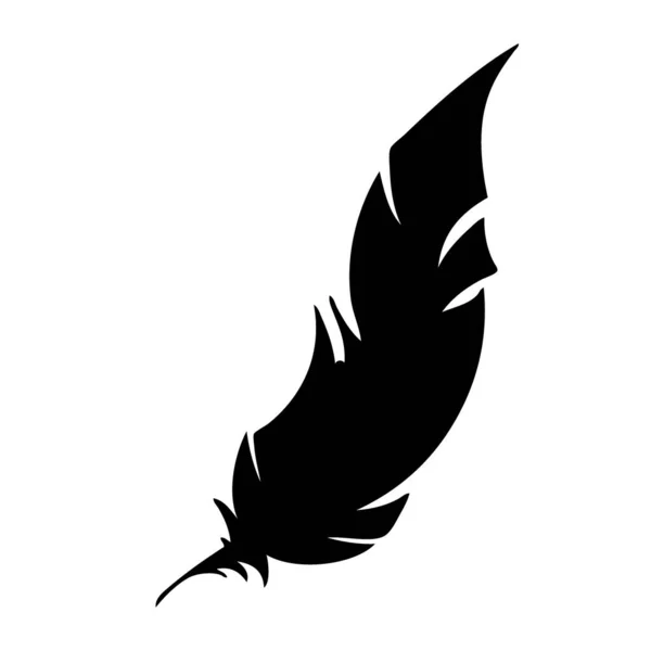 Pióro ptaków. Czarna sylwetka pióra do zestawu wektorów logo — Wektor stockowy
