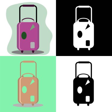 Çizimler seti - dört renkli bavul. Vektör.