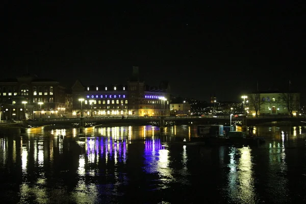 밤에 스톡홀름 — 스톡 사진
