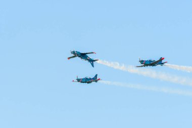 Leszno, Polonya - 19 Haziran 2021: The Aerobatic Team Orlik, PZL-130 Orlik Antidotum Airshow Leszno 'da sergilendi.