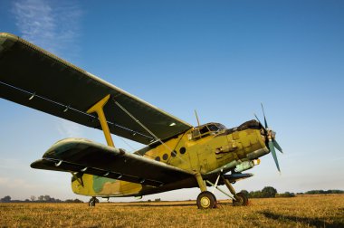 Antonov An-2 çift kanatlı uçak Havaalanı'na indi. 