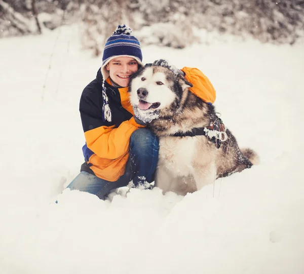 Dog and his owner - Cool dog and young man