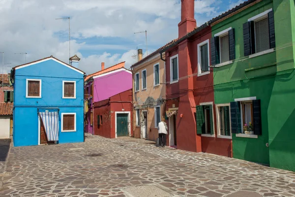 Venedik Şehri Burano Onun Küçük Kanalları Romantik Sokakları Talya — Stok fotoğraf