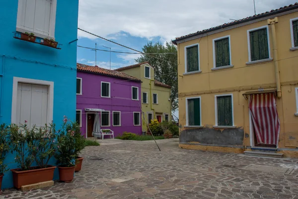 Venedik Şehri Burano Onun Küçük Kanalları Romantik Sokakları Talya — Stok fotoğraf