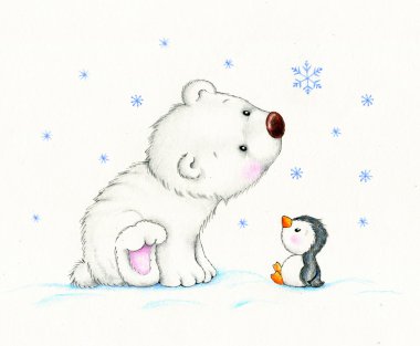 şirin kutup ayısı ve penguen