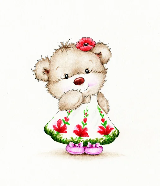 Sevimli bir oyuncak ayı kız — Stok fotoğraf