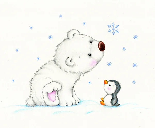 şirin kutup ayısı ve penguen