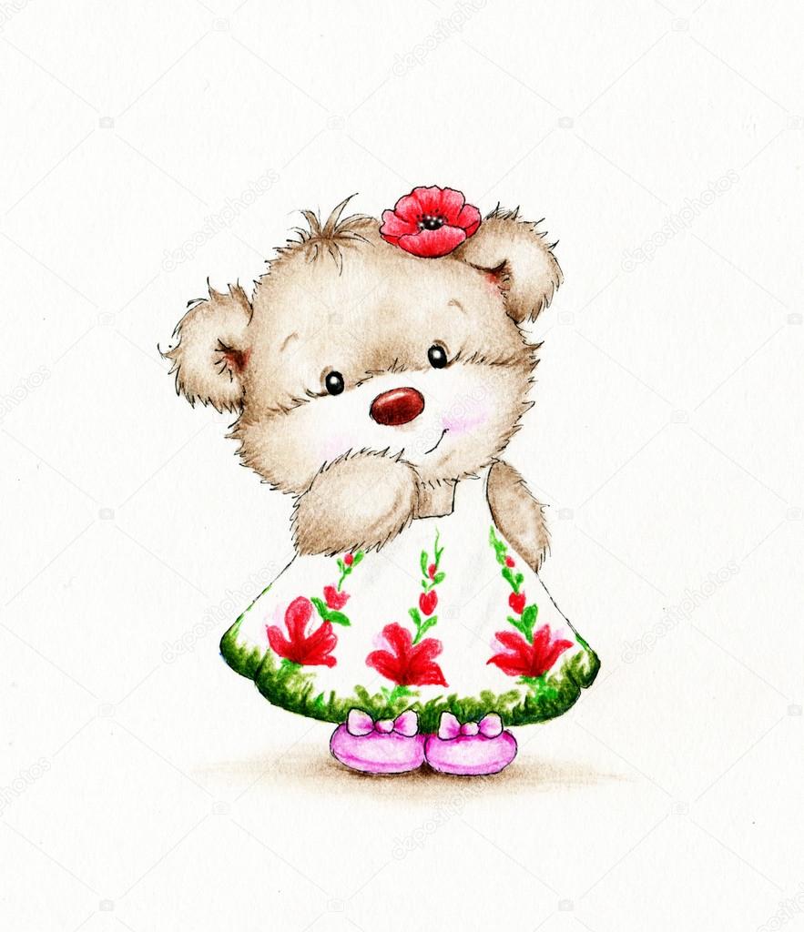 Cute Teddy bear girl Stock Illustration by ©Tchumak #53676241