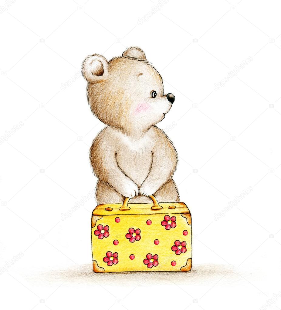 teddy bear with suitcase