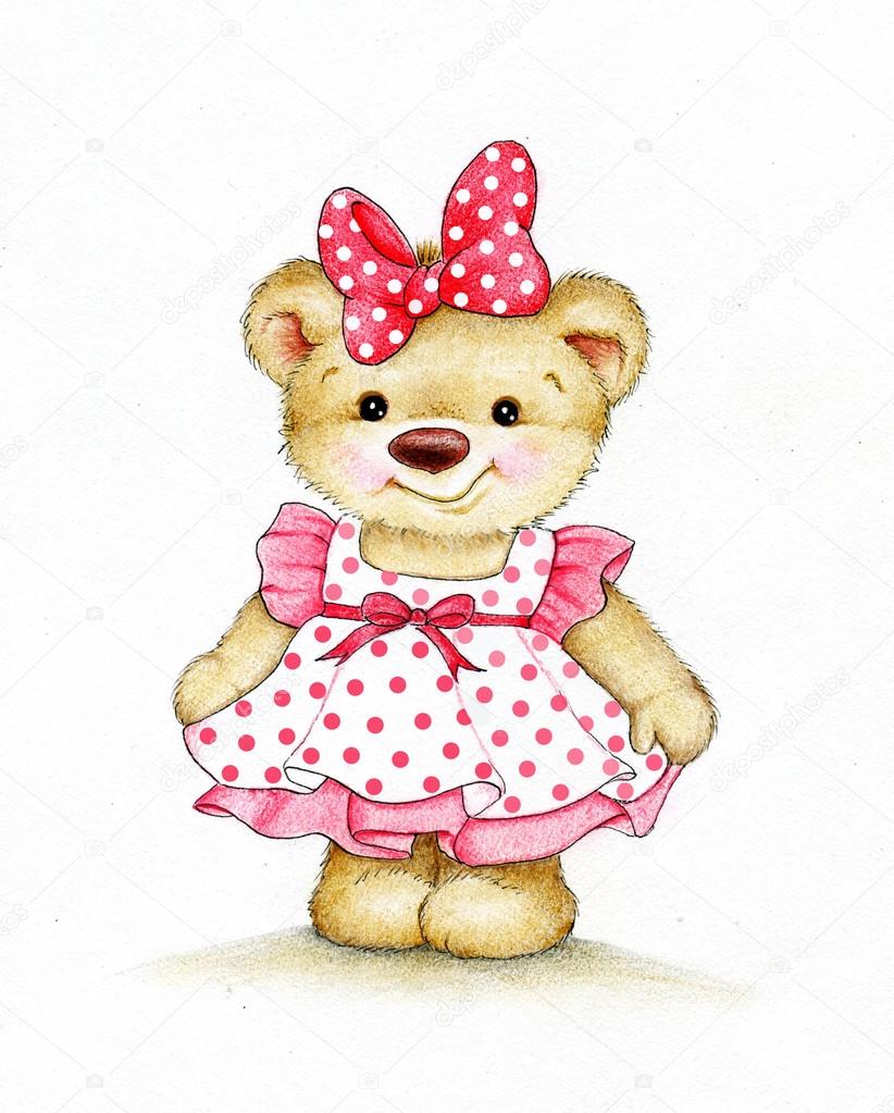 Cute Teddy bear girl Stock Illustration by ©Tchumak #69266047