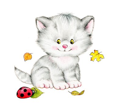 Kitten and ladybug