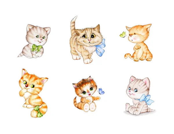 Cute kittens cartoon — Stok fotoğraf