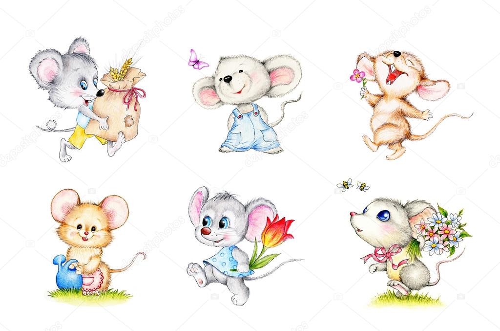 Six cute mice