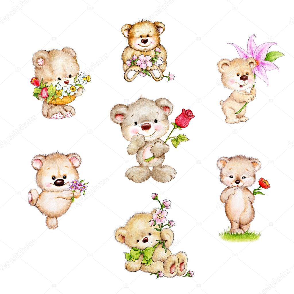Teddy bears with flowers