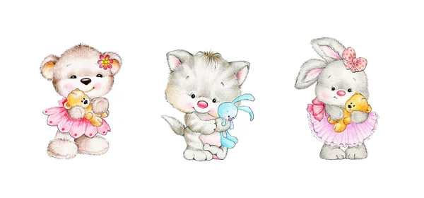 Bebekler hayvanlarla kümesi