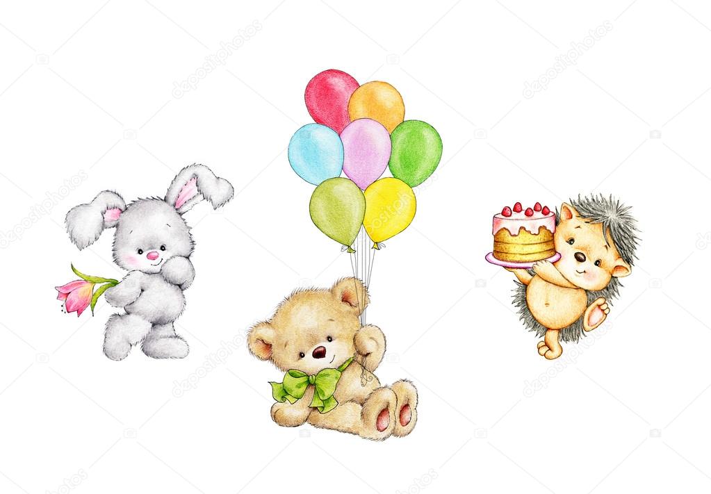 Set of Birthday animals