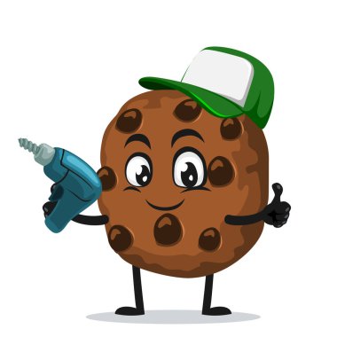 Çikolata çipleri maskotu veya el matkabının vektör çizimi