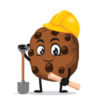 Çikolata çiplerinin maskotu veya müteahhit kostümü giyen karakterin vektör çizimi