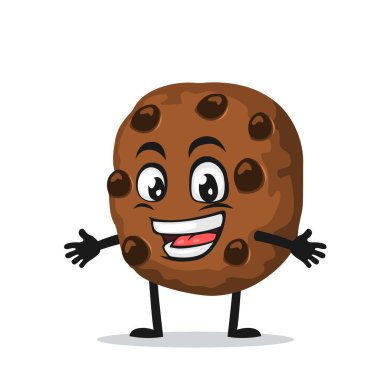Çikolata çipleri maskotu veya açık el karakteri çizimi