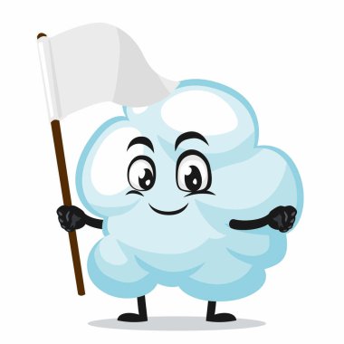 Bulut maskotunun veya boş beyaz pankart taşıyan karakterin vektör çizimi