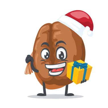 Kahve maskotu veya Noel Baba şapkası takan karakterin vektör çizimi