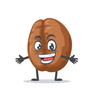 Kahve maskotunun vektör çizimi veya açık el karakteri