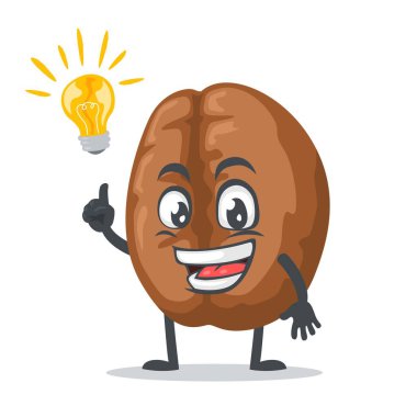 Kahve maskotu ya da karakterinin vektör illüstrasyonu fikri var.