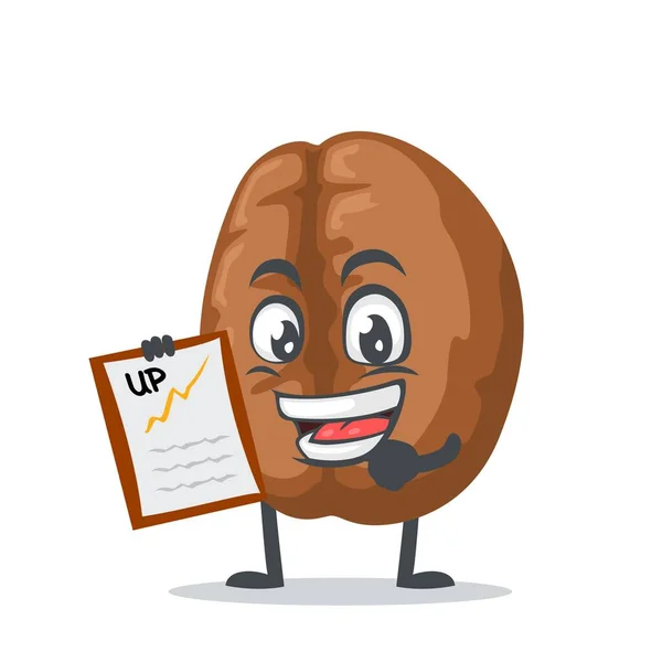 Vector illustration of coffee mascot or character presentation with clipboard — Stock Illustration Vector Illustration Coffee Mascot Character Presentation Clipboard Stock Illustration