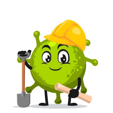 Corona maskotu veya müteahhit kostümü giyen karakterin vektör çizimi